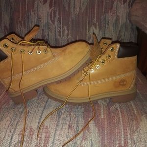 Brown kid Timberland boots